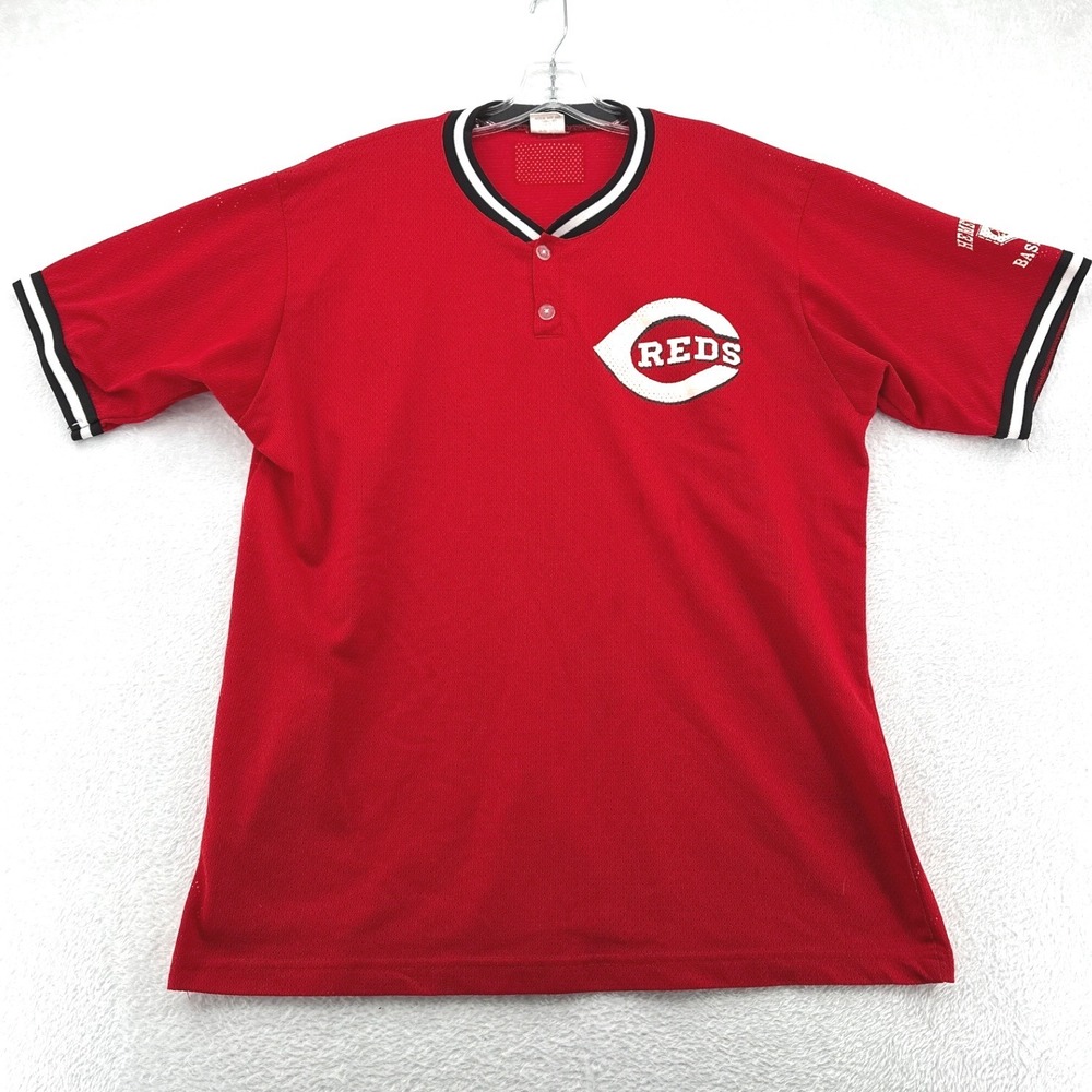 VINTAGE Cincinnati Reds Mens Mesh V-neck Baseball Jersey Evans XXL Hemet Youth